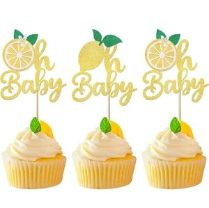 NWT- Oh Baby Lemon Themed Cupcake Picks (×12)